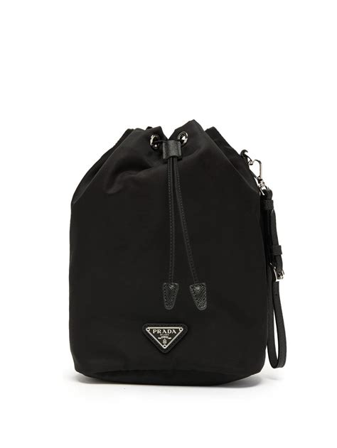 Prada Logo Plaque Drawstring Pouch 